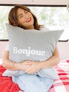 Jilly Box- Province of Canada Grey 'Bonjour' Decorative Pillow - Home Bedding